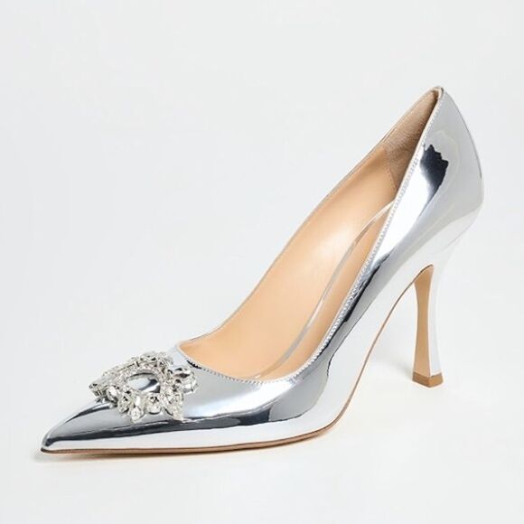 Nalebe Lirum By Amina Means Mirror Silver Pumps Crystals Size 7 - Picture 3 of 15